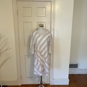 Soft Surroundings NWT Equinox Striped Linen Blend Dress Neutral 10/12 PM $100